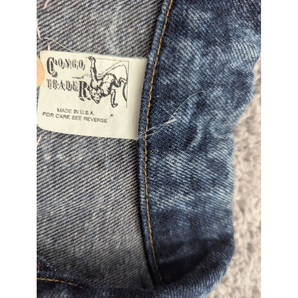 Vintage Congo Trader Denim Jacket Womens 38 Blue Button‎ Beaded Punk Inspired - Picture 4 of 8